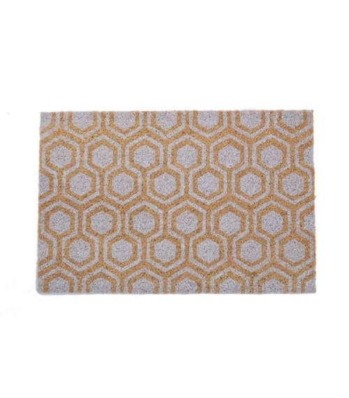 Linge de maison et tapis Paillassons | Paillasson coco motifs géométriques blancs 60x40cm - YQ10308
