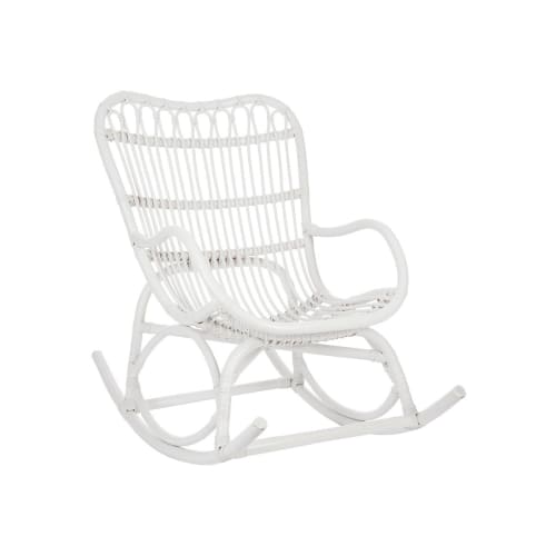 Canapés et fauteuils Fauteuils | Fauteuil à bascule en rotin blanc - MJ53587
