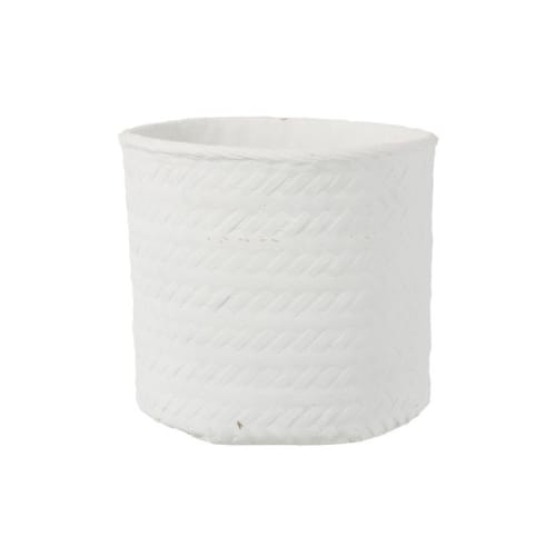 Déco Jarres et cache-pots | Cache-pot imitation tissage ciment blanc extralarge H33cm - JS03330