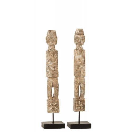 Déco Statuettes et figurines | Personnage sur pied bois albasia gris H46cm - AK56924