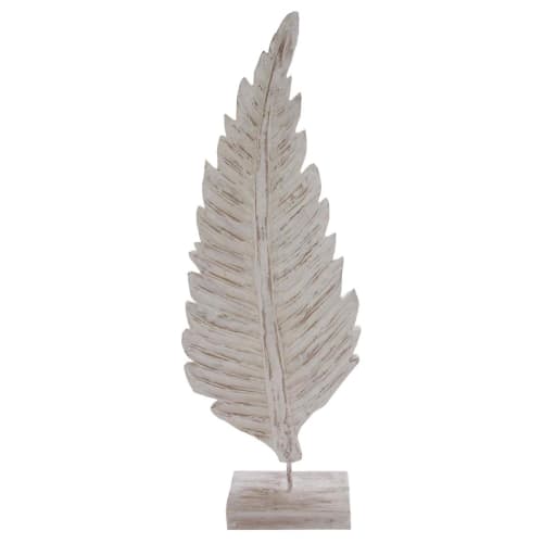 Déco Statuettes et figurines | Feuille décorative en bois de manguier  Blanc 25x10x69 cm - PK40446