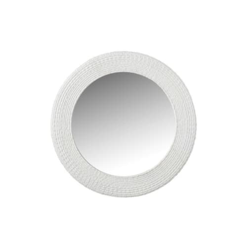 Déco Miroirs | Miroir rond résine blanc D50,3 - CA17073