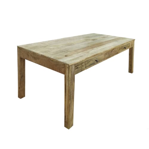 Meubles Tables à manger | Table en bois 6 places à motifs gravés 160 cm - JO88346