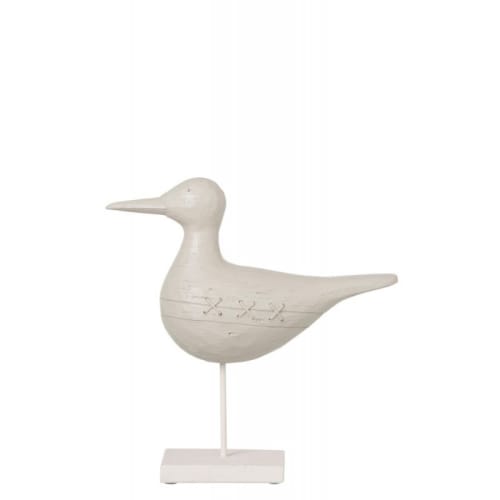Déco Statuettes et figurines | Oiseau sur pied résine blanc H31cm - VB69835