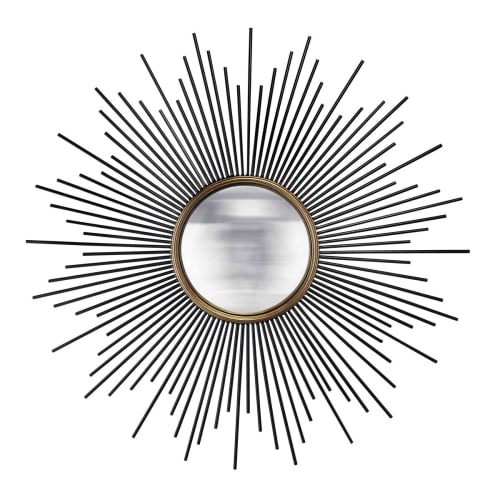 Déco Miroirs | Miroir soleil convexe en Métal Noir - EE23985