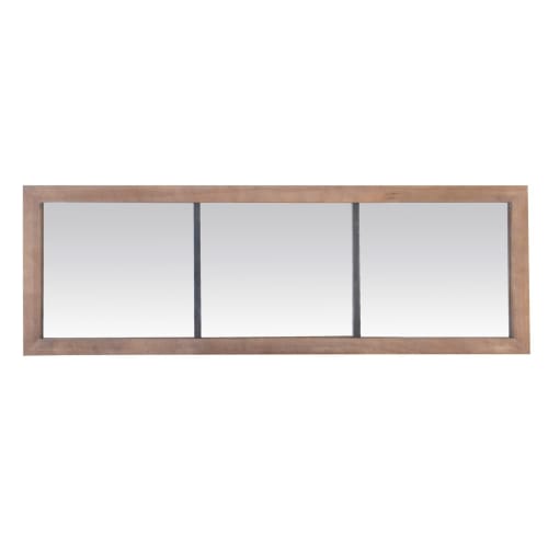 Déco Miroirs | Miroir 3 bandes en métal et bois en Bois Marron - MX39788