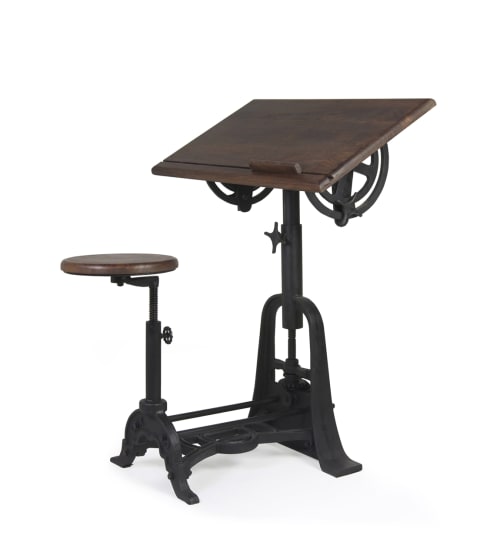 Meubles Bureaux et meubles secrétaires | Bureau en bois marron et métal noir L80 - TH67196