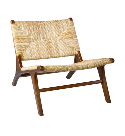 Canapés et fauteuils Fauteuils | Fauteuil en bois marron et beige - BY71507