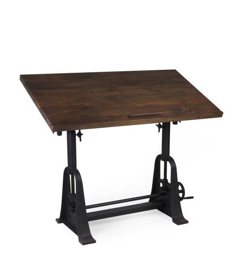 Muebles Escritorios | Mesa de madera marrón y metal negro L 130 cm - GD87445