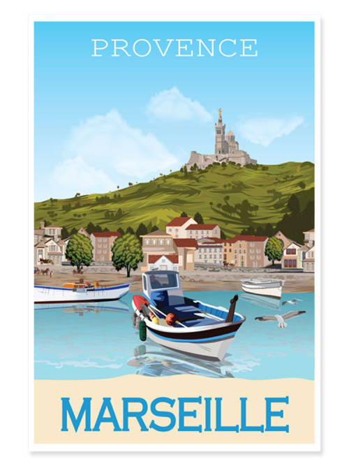 Déco Affiches et posters | Affiche vintage le vieux port de Marseille 20x30cm - US08576