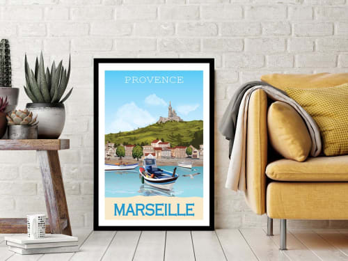 Déco Affiches et posters | Affiche vintage le vieux port de Marseille 30x45cm - CF66119