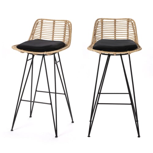 Lot de 2 chaises de bar design en rotin 67cm | Maisons du Monde
