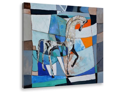 Déco Toiles et tableaux | Tableau abstrait cheval grec ancien toile imprimée 30x30cm - DW98589