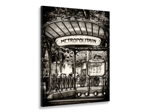 Déco Toiles et tableaux | Tableau noir et blanc métropolitain Paris toile imprimée 50x80cm - OW79501