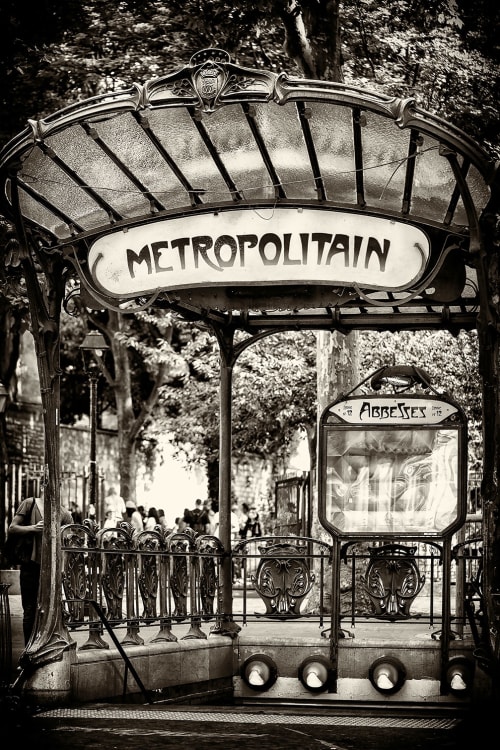 Déco Toiles et tableaux | Tableau noir et blanc métropolitain Paris toile imprimée 30x50cm - SU35400