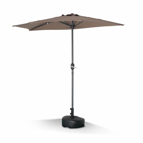 Jardin Parasols | Demi parasol de balcon droit mât en aluminium toile taupe D250cm - CP74909