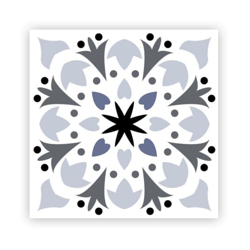 Déco Stickers muraux | 6 stickers à carreaux de ciment gris 15x15cm - VI30905
