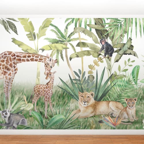 Papier peint panoramique Animaux dans la jungle 255x260cm