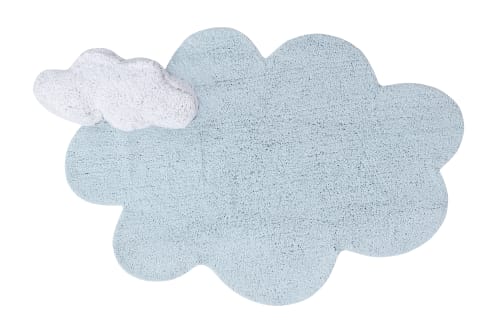 Tappeto lavabile in cotone blu nuvola 110x170 NUAGE