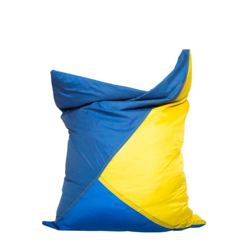 Canapés et fauteuils Poufs | Pouf géant en toile de montgolfière recyclée bleu et jaune - RT11774