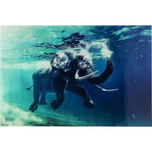Déco Toiles et tableaux | Tableau éléphant sous l'eau en verre 180x120 - JF54578