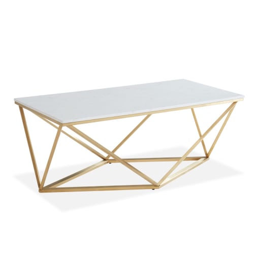 Meubles Tables basses | Table basse rectangulaire marbre blanc & métal doré - DJ16856