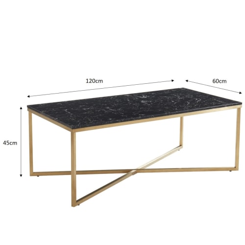 Meubles Tables basses | Table basse rectangulaire marbre noir & métal doré - WG48489