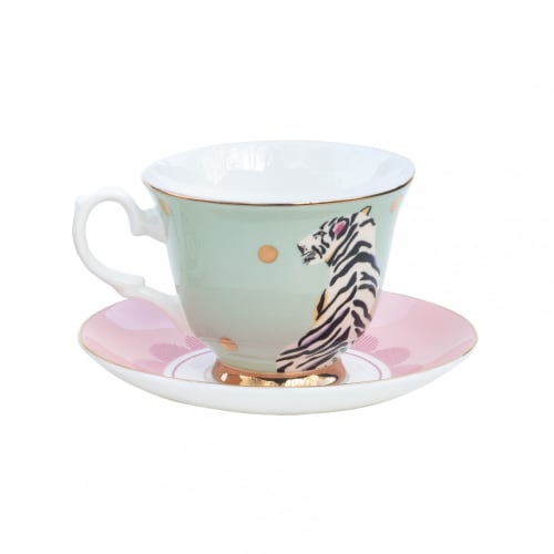Art de la table Bols, tasses et mugs | Tasse à thé et soucoupe en porcelaine tigre - DU86739