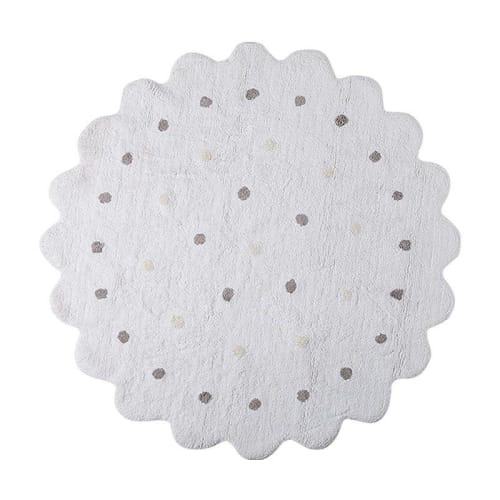 Alfombra lavable con forma de galleta de algodón white 140Ø