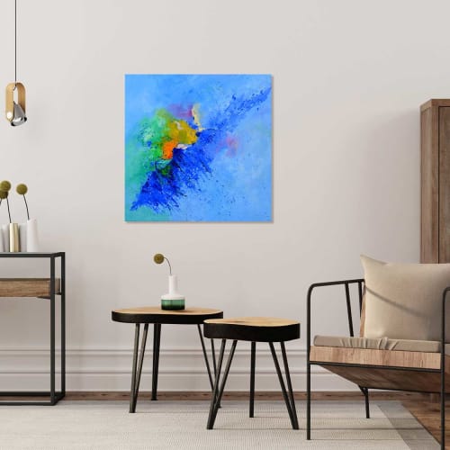 Déco Toiles et tableaux | Tableau art abstrait vague de bleu toile imprimée 30x30cm - DT24899