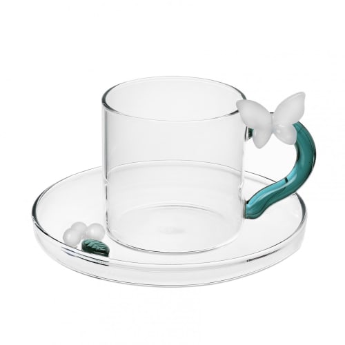 Art de la table Bols, tasses et mugs | Tasse à café et soucoupe papillon - QL65112