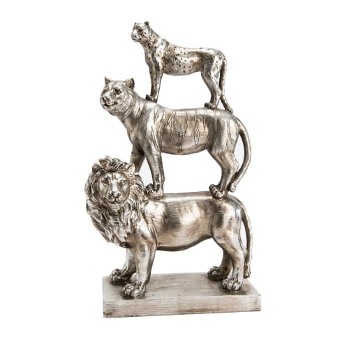 Déco Statuettes et figurines | Statue 3 félins lion, tigre et léopard H44cm - MX82987