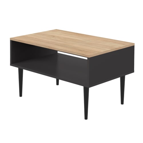 Meubles Tables basses | Table basse  effet bois noir et chêne naturel - FR95824
