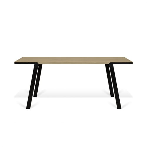 Meubles Tables à manger | Table  placage chêne naturel et noir - OQ70623