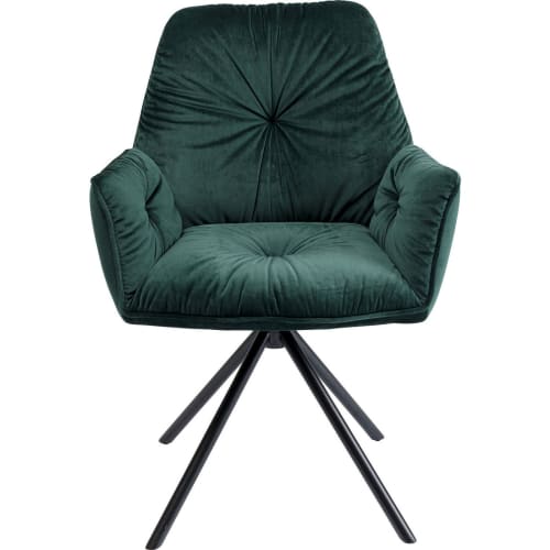 Canapés et fauteuils Fauteuils | Chaise avec accoudoirs en velours vert et acier - AX32738