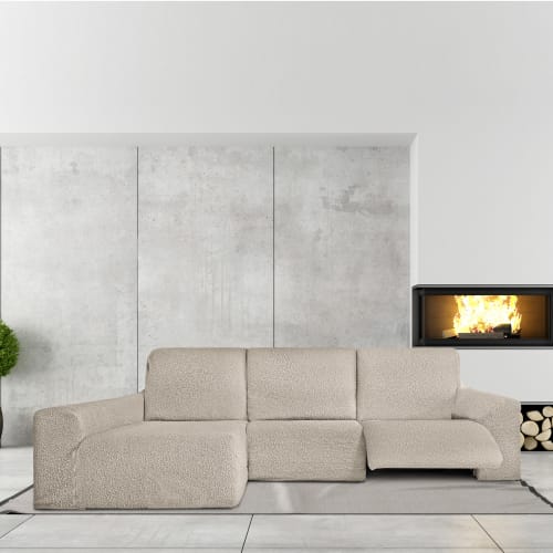 Funda de sofá chaise longue elástica izquierda crudo 250 - 360 cm EYSA  PREMIUM | Maisons du Monde