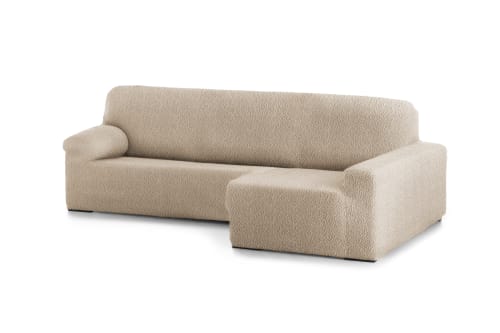 Funda de sofá chaise longue elástica derecha beige 250 - 360 cm