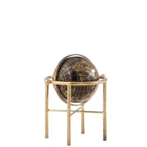 Déco Globes | Globe vintage métal/plastique or/noir H30cm - BX88107