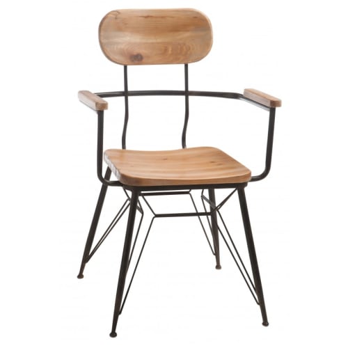 Meubles Chaises | Chaise métal/bois naturel noire - RW96206