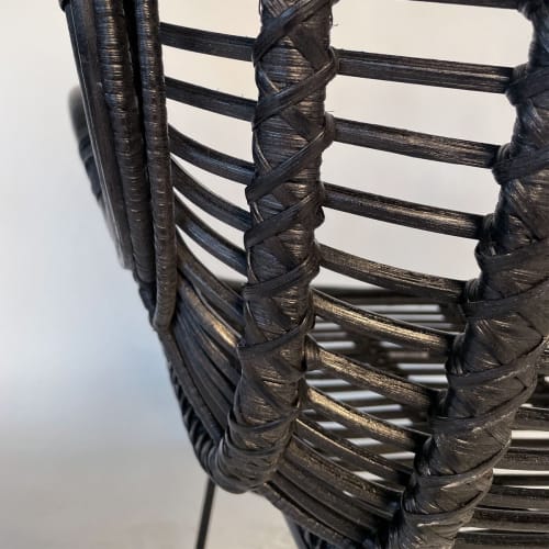 Canapés et fauteuils Fauteuils | Fauteuil haut dossier en rotin et métal noir noir - SH38805