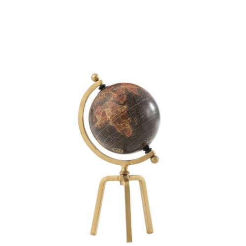 Déco Globes | Globe trépied métal/plastique or/noir H40cm - TQ67259