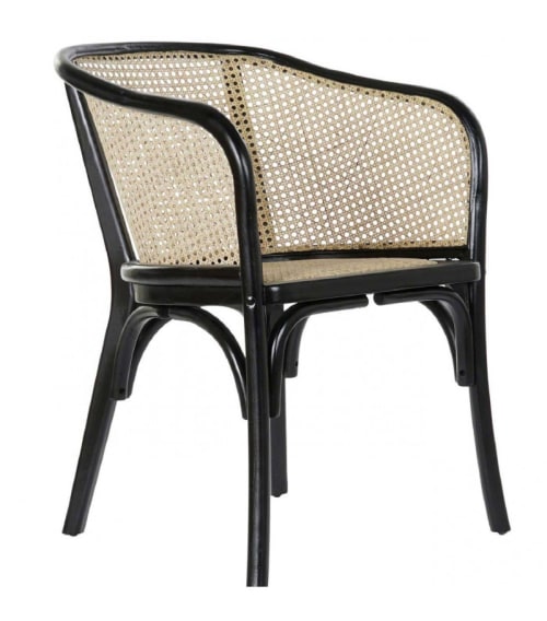 Canapés et fauteuils Fauteuils | Fauteuil orme noir et rotin cannage - AN83195