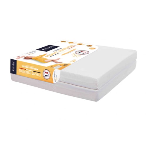 Matelas Bébé Pliant 2 Parties 60x120cm Essentiel Blanc (Candide) - Couverture