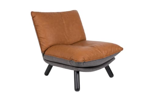 Canapés et fauteuils Fauteuils | Fauteuil lounge en cuir marron - GJ24434