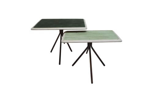 Meubles Tables basses | Set de 2 tables basses en bois laqué vert - MQ36218