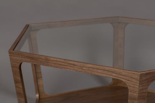 Meubles Tables basses | Table basse hexagonale en bois et verre bois foncé - VO63872
