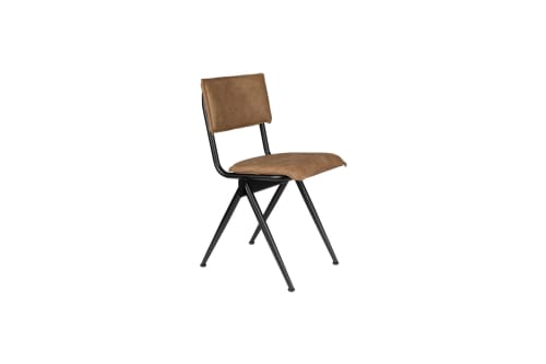 Meubles Chaises | Chaise en croîte de cuir mocha - WX90404
