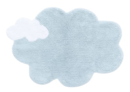 Alfombra de algodón azul con forma de nube 70x100cm