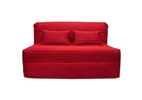 Canapés et fauteuils Clic-clac | Banquette convertible BZ 3 places  en polyester rouge - NC86018