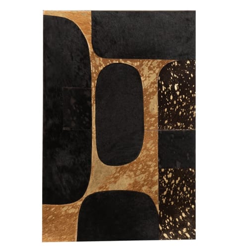 Déco Toiles et tableaux | Cadre rectangulaire cuir noir/or 40x60cm - HJ18645